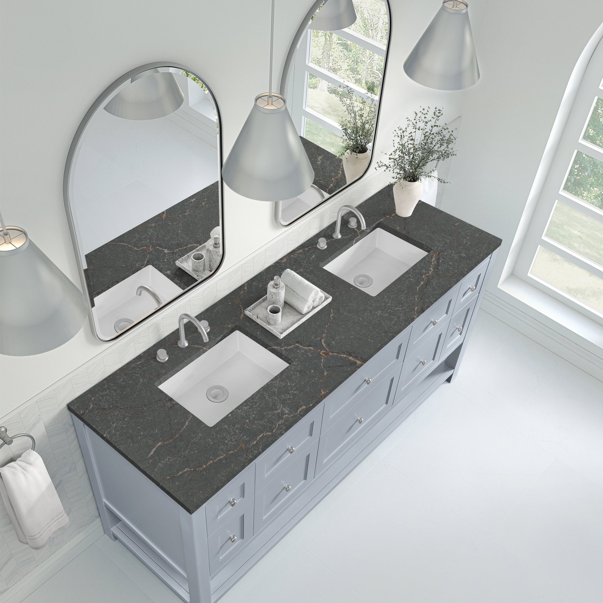 James Martin Vanities Breckenridge 72" Serenity Blue Double Vanity With 3cm Parisien Bleu Top