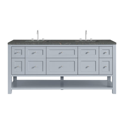 James Martin Vanities Breckenridge 72" Serenity Blue Double Vanity With 3cm Parisien Bleu Top