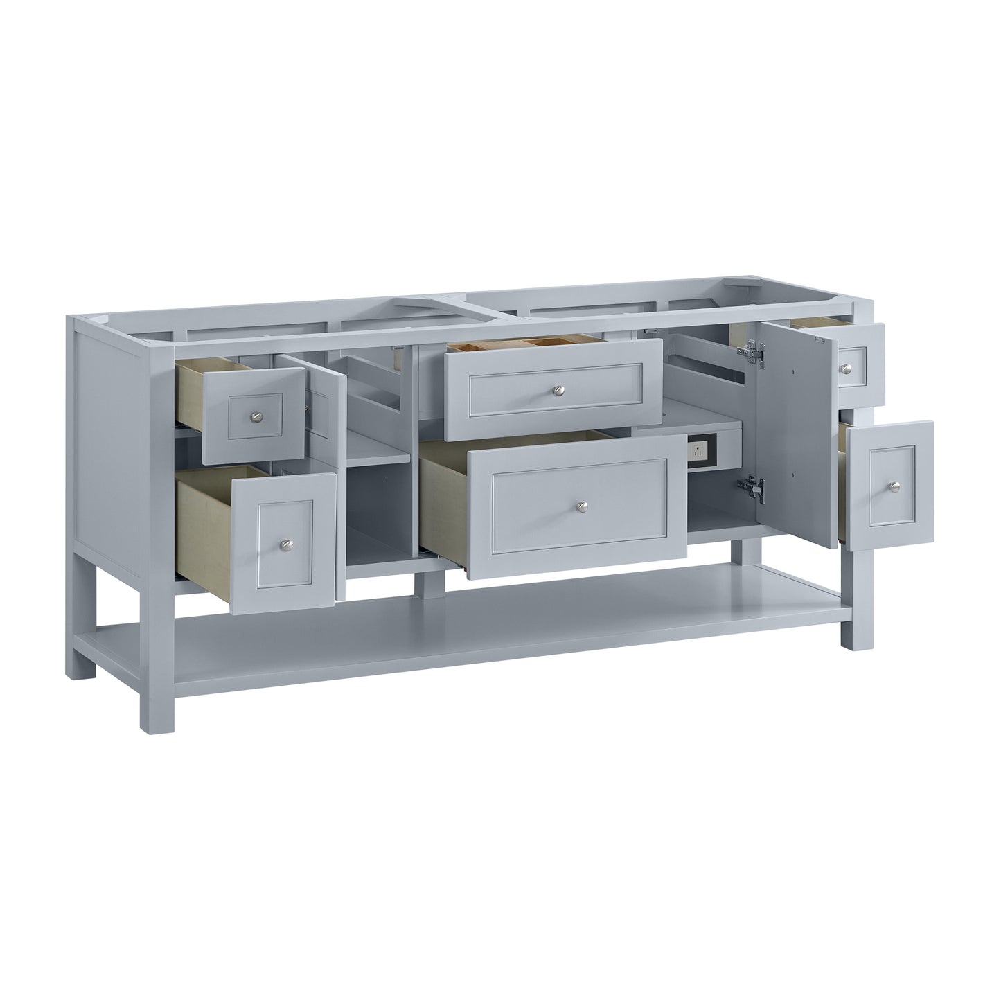 James Martin Vanities Breckenridge 72" Serenity Blue Double Vanity With 3cm Victorian Silver Quartz Top