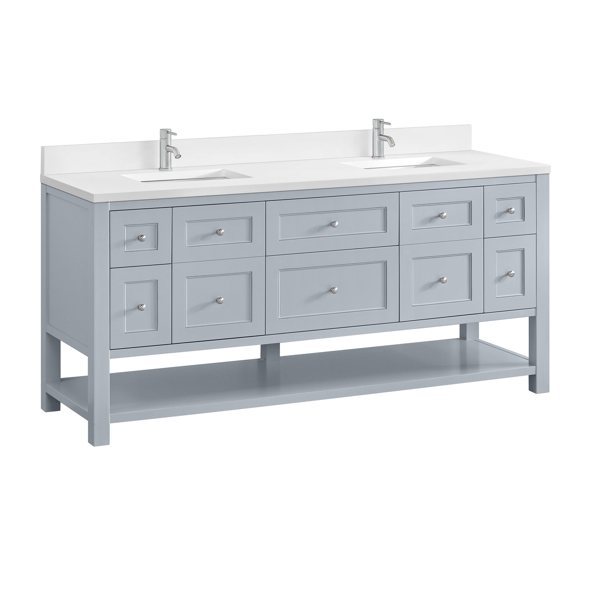 James Martin Vanities Breckenridge 72" Serenity Blue Double Vanity With Double Hole 3cm White Zeus Quartz Top and Backsplash