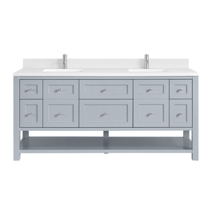 James Martin Vanities Breckenridge 72" Serenity Blue Double Vanity With Double Hole 3cm White Zeus Quartz Top and Backsplash