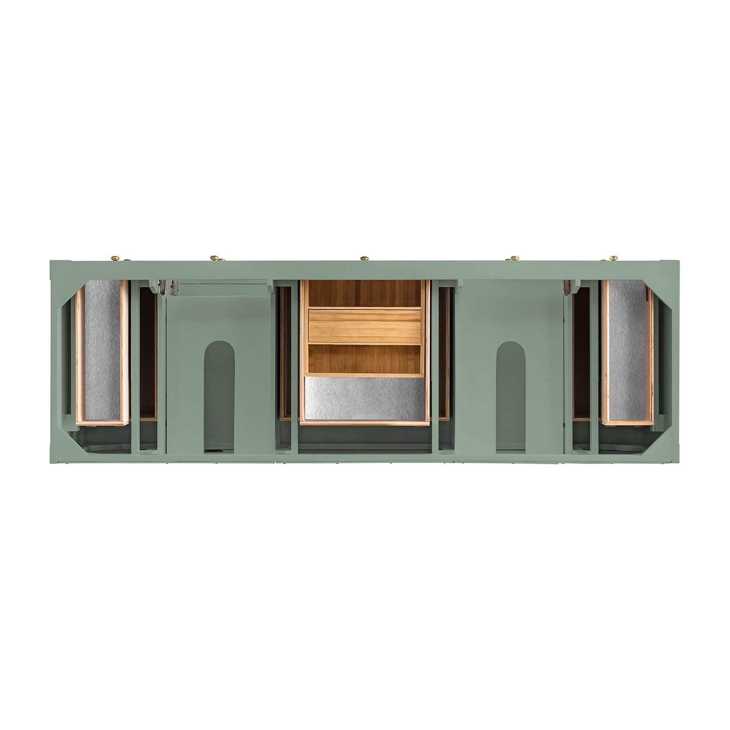 James Martin Vanities Breckenridge 72" Smokey Celadon Double Vanity With 3 cm Victorian Silver Top and FreePower Wireless Charger