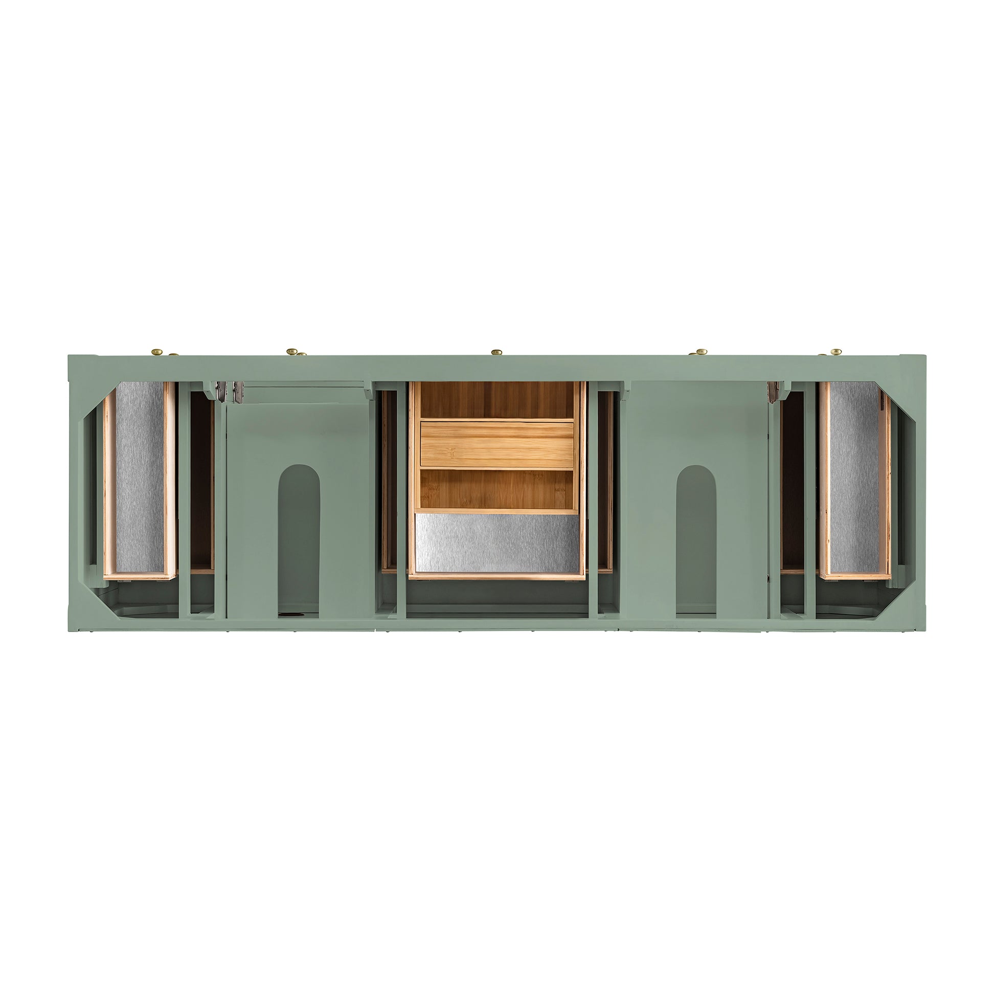 James Martin Vanities Breckenridge 72" Smokey Celadon Double Vanity With 3 cm Victorian Silver Top and FreePower Wireless Charger