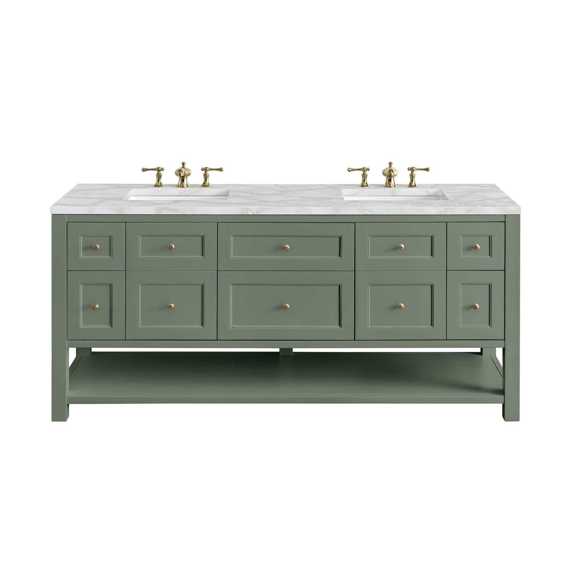 James Martin Vanities Breckenridge 72" Smokey Celadon Double Vanity With 3 cm Victorian Silver Top