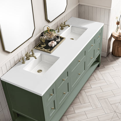 James Martin Vanities Breckenridge 72" Smokey Celadon Double Vanity With 3 cm White Zeus Top