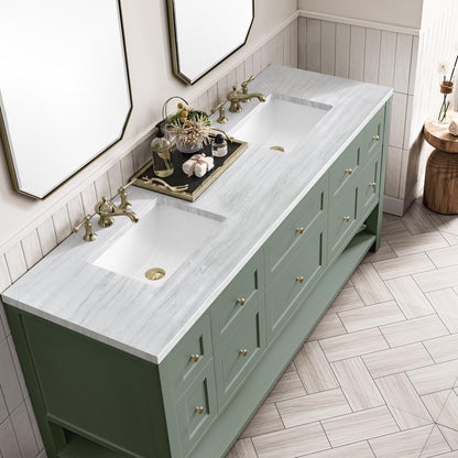 James Martin Vanities Breckenridge 72" Smokey Celadon Double Vanity With 3cm Arctic Fall Top