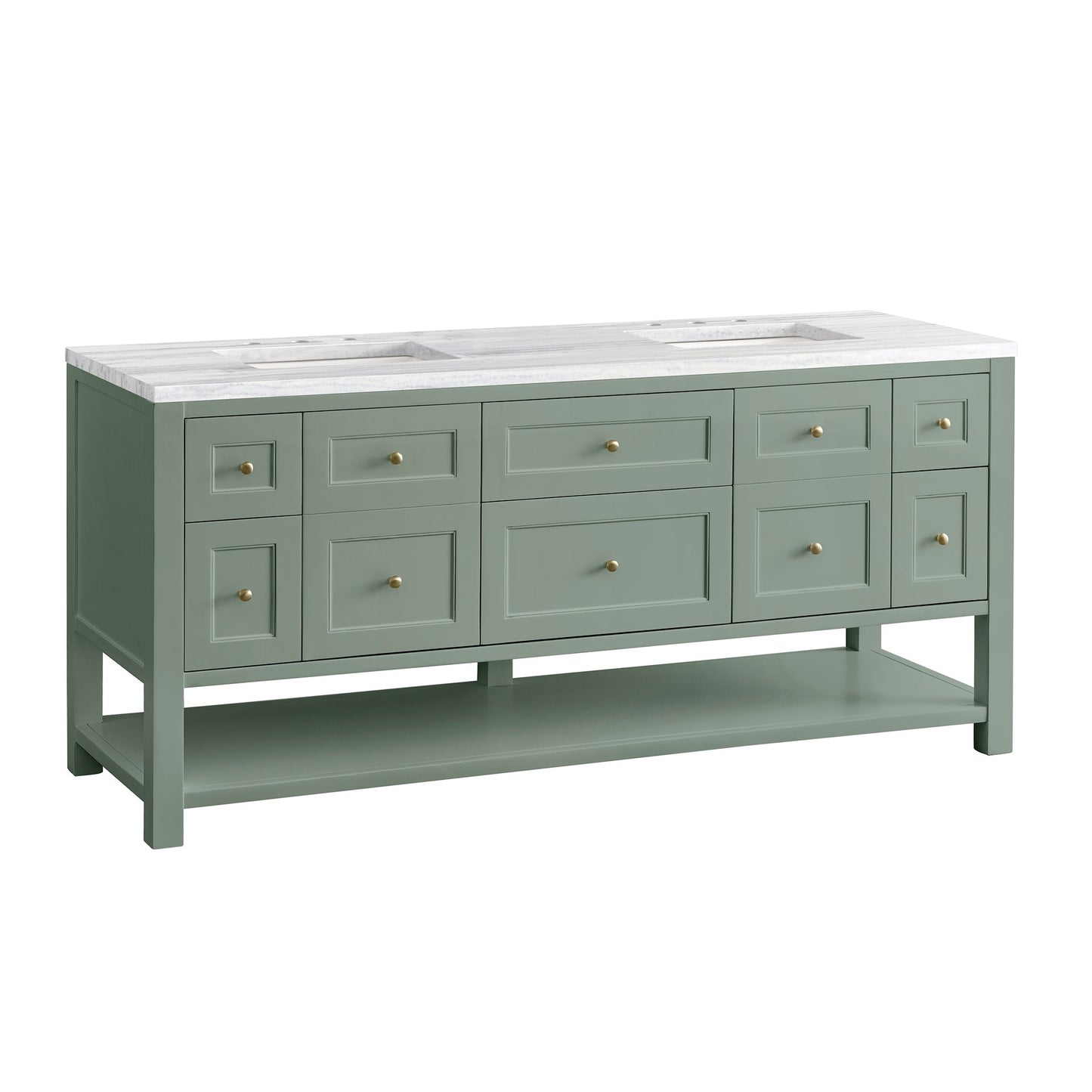 James Martin Vanities Breckenridge 72" Smokey Celadon Double Vanity With 3cm Arctic Fall Top