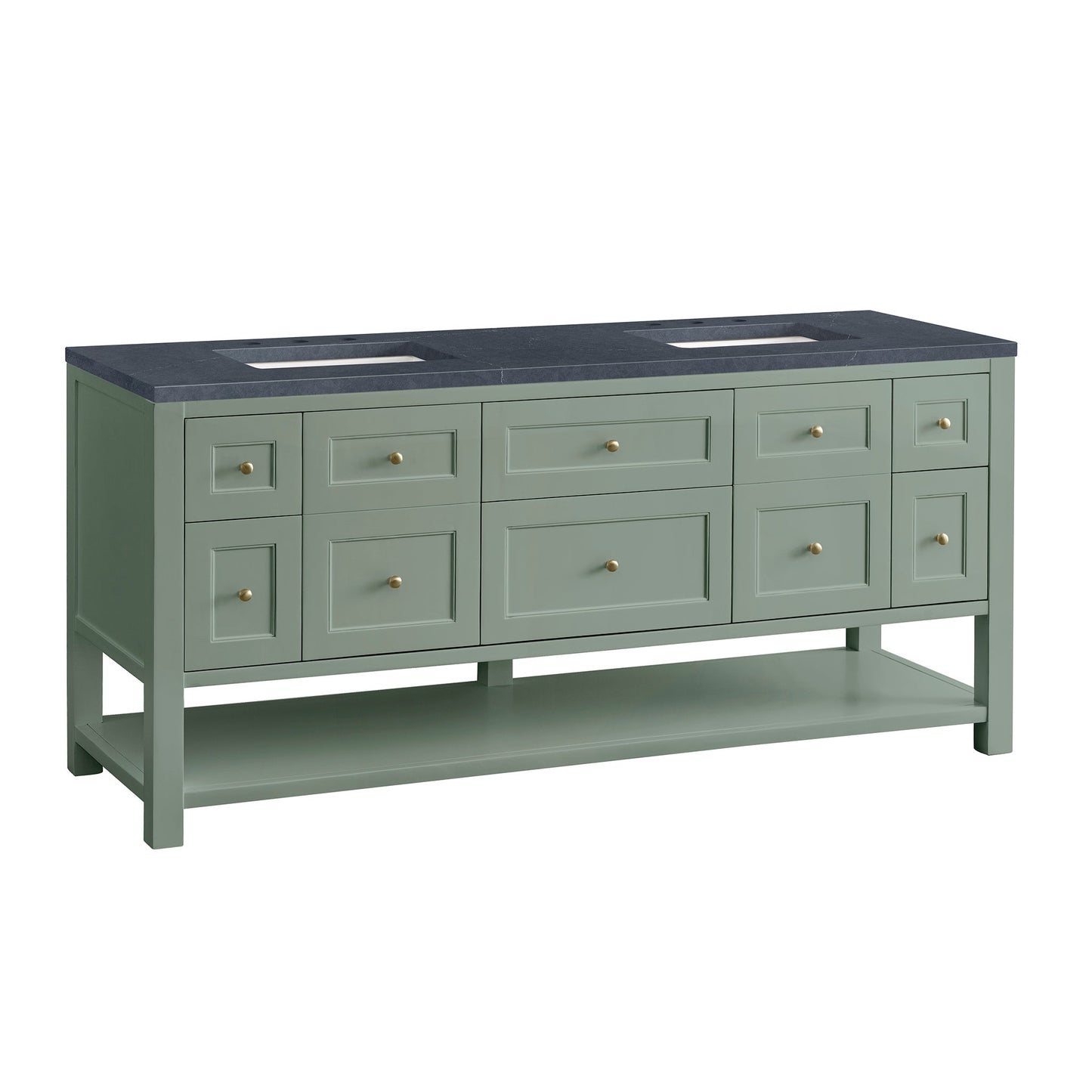 James Martin Vanities Breckenridge 72" Smokey Celadon Double Vanity With 3cm Charcoal Soapstone Top