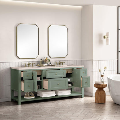 James Martin Vanities Breckenridge 72" Smokey Celadon Double Vanity With 3cm Eternal Marfil Top