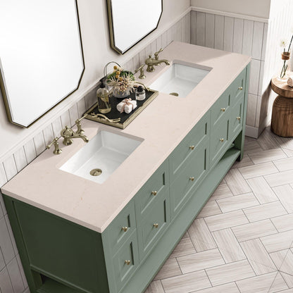 James Martin Vanities Breckenridge 72" Smokey Celadon Double Vanity With 3cm Eternal Marfil Top