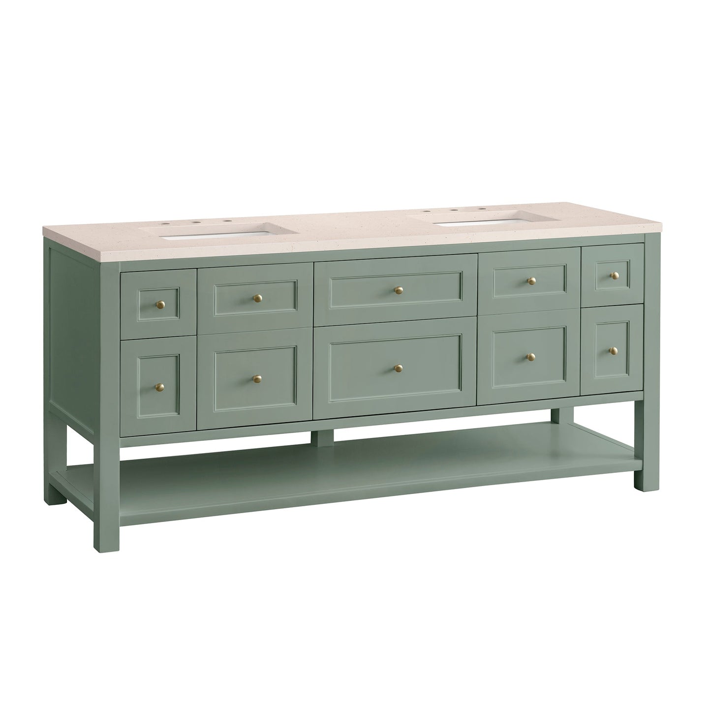 James Martin Vanities Breckenridge 72" Smokey Celadon Double Vanity With 3cm Eternal Marfil Top