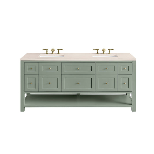 James Martin Vanities Breckenridge 72" Smokey Celadon Double Vanity With 3cm Eternal Marfil Top