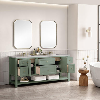 James Martin Vanities Breckenridge 72" Smokey Celadon Double Vanity With 3cm Eternal Serena Top