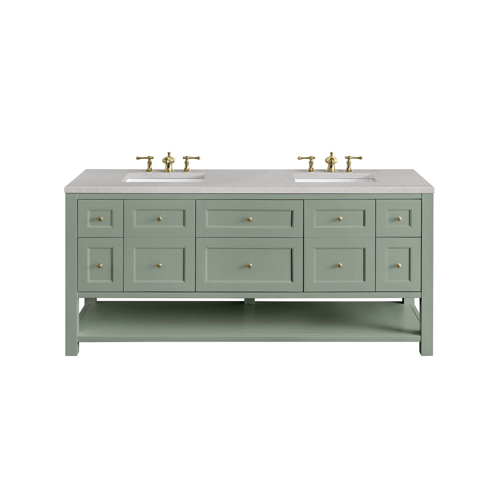 James Martin Vanities Breckenridge 72" Smokey Celadon Double Vanity With 3cm Eternal Serena Top