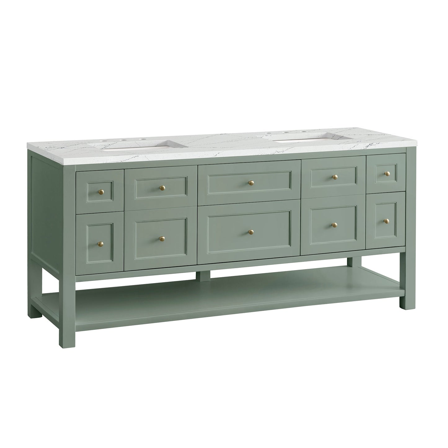 James Martin Vanities Breckenridge 72" Smokey Celadon Double Vanity With 3cm Ethereal Noctis Top