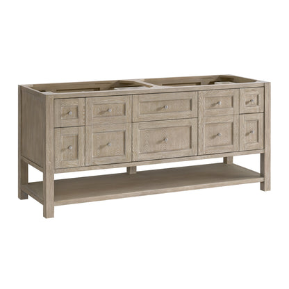 James Martin Vanities Breckenridge 72" Whitewashed Oak Double Vanity With 3 cm Lime Delight Quartz Top