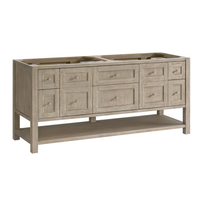 James Martin Vanities Breckenridge 72" Whitewashed Oak Double Vanity With 3 cm Victorian Silver Silestone Top and FreePower Wireless Charger