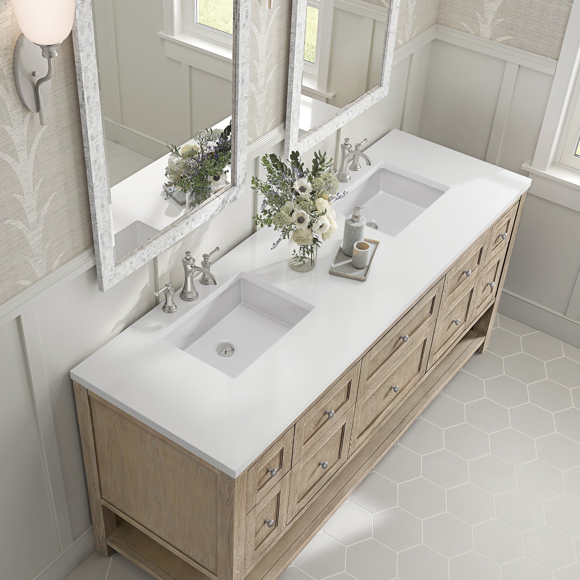 James Martin Vanities Breckenridge 72" Whitewashed Oak Double Vanity