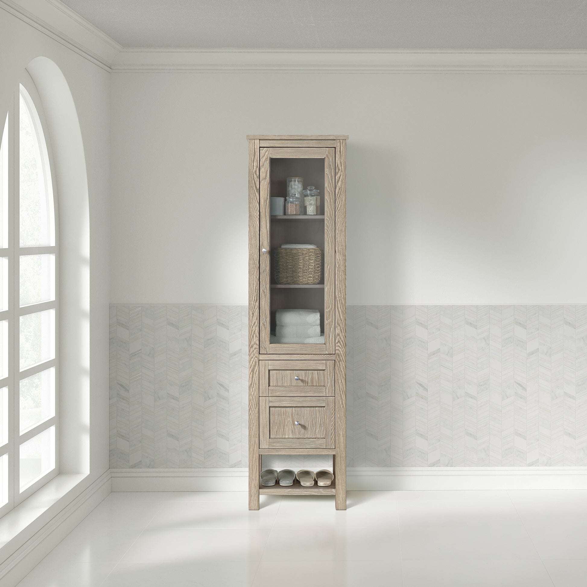 James Martin Vanities Breckenridge Whitewashed Oak Linen Cabinet