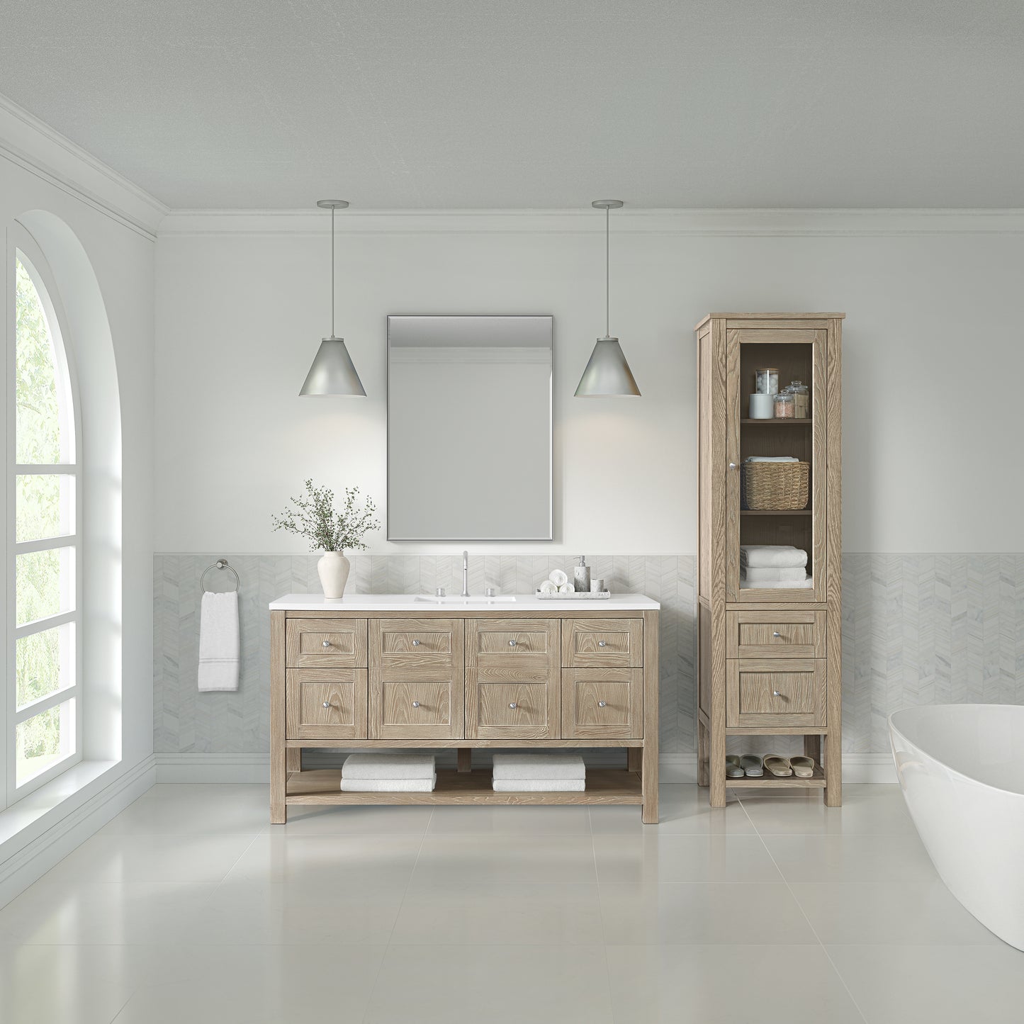 James Martin Vanities Breckenridge Whitewashed Oak Linen Cabinet
