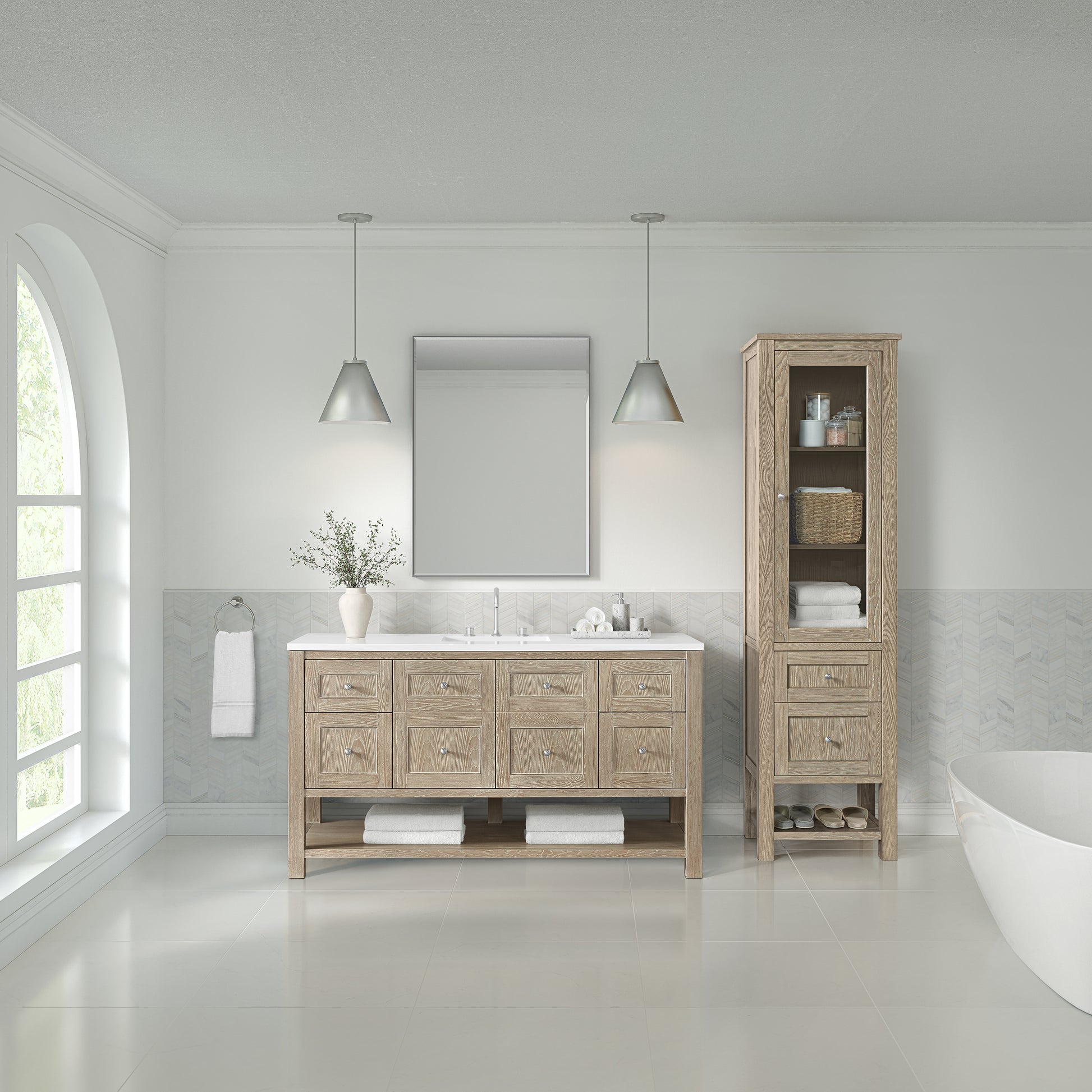 James Martin Vanities Breckenridge Whitewashed Oak Linen Cabinet