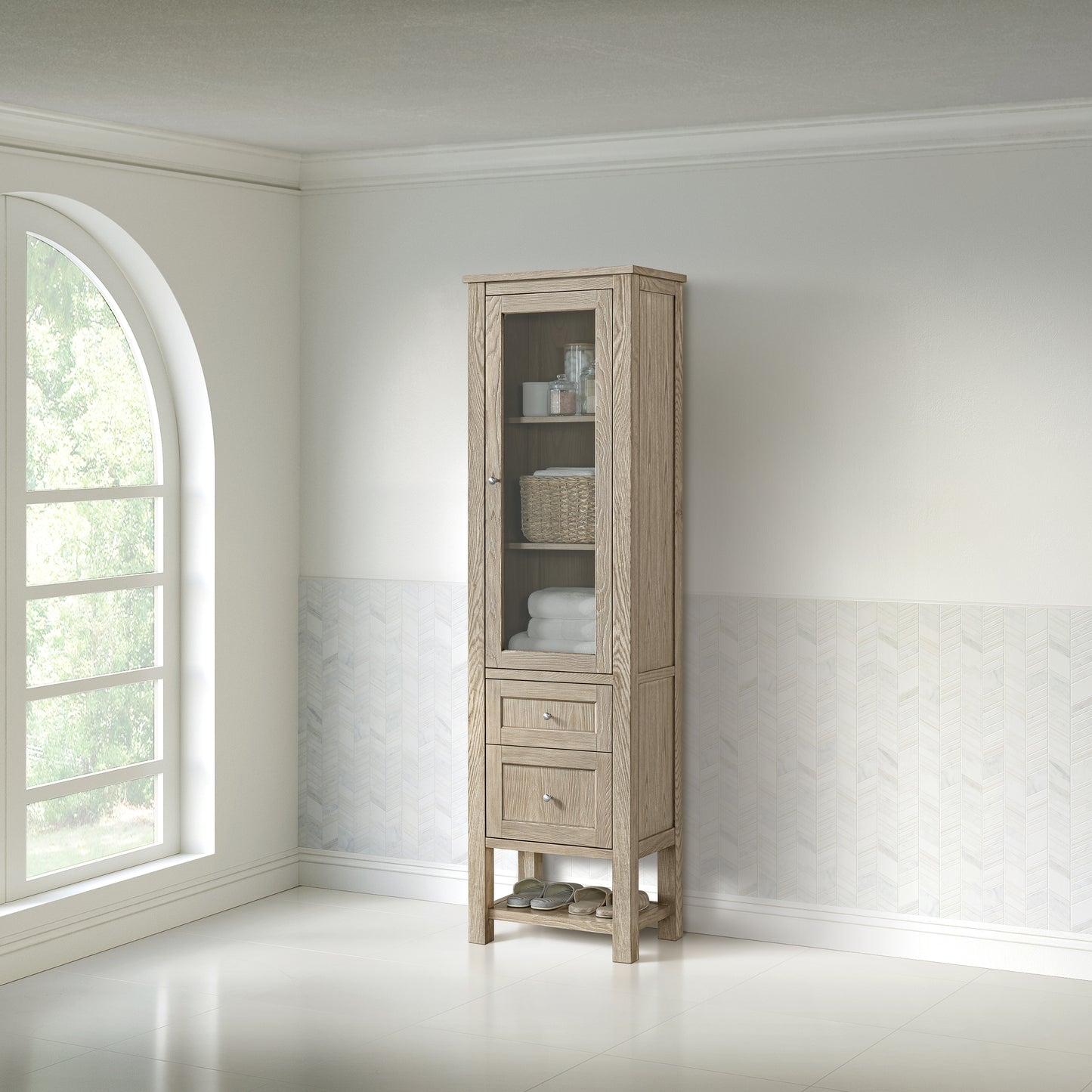 James Martin Vanities Breckenridge Whitewashed Oak Linen Cabinet