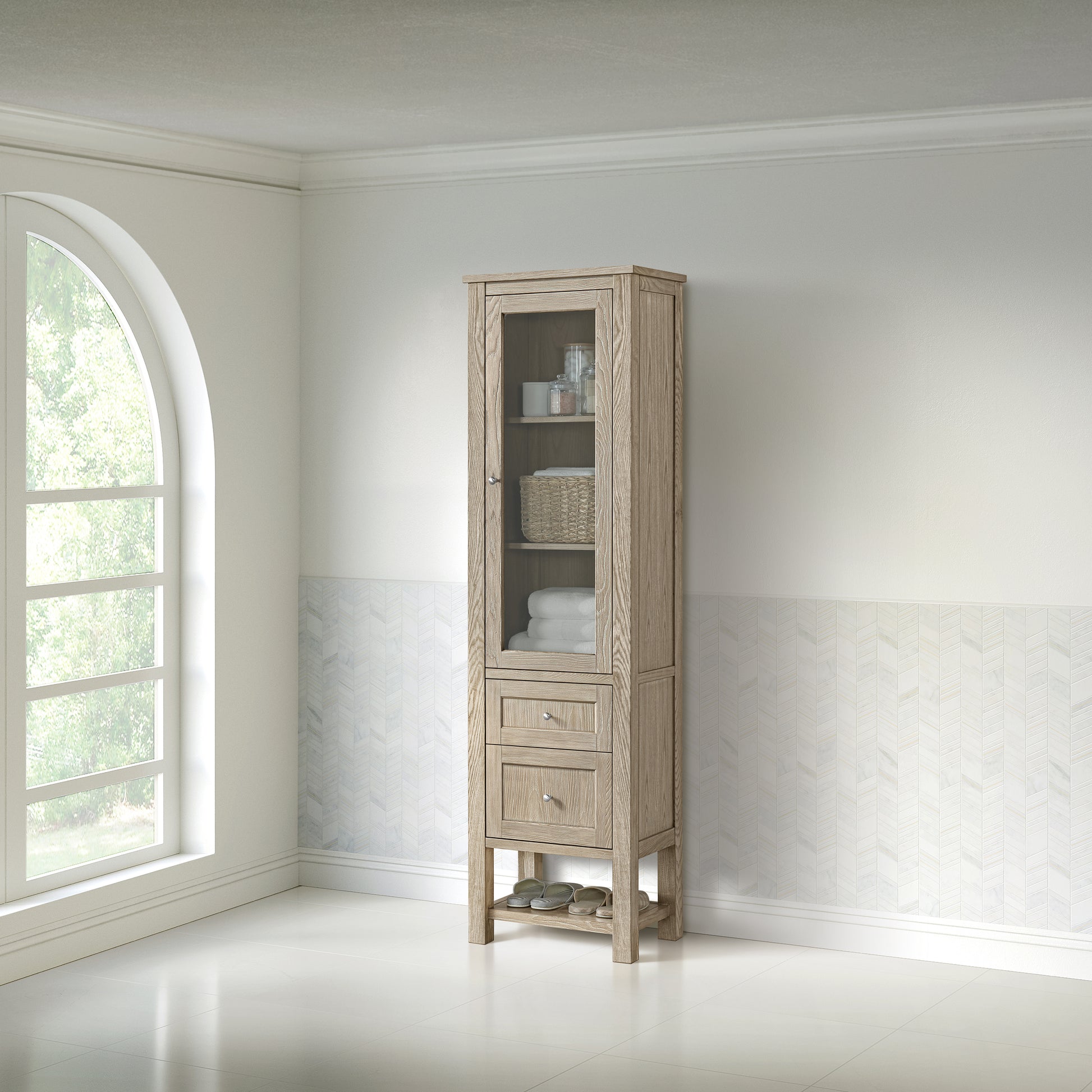 James Martin Vanities Breckenridge Whitewashed Oak Linen Cabinet