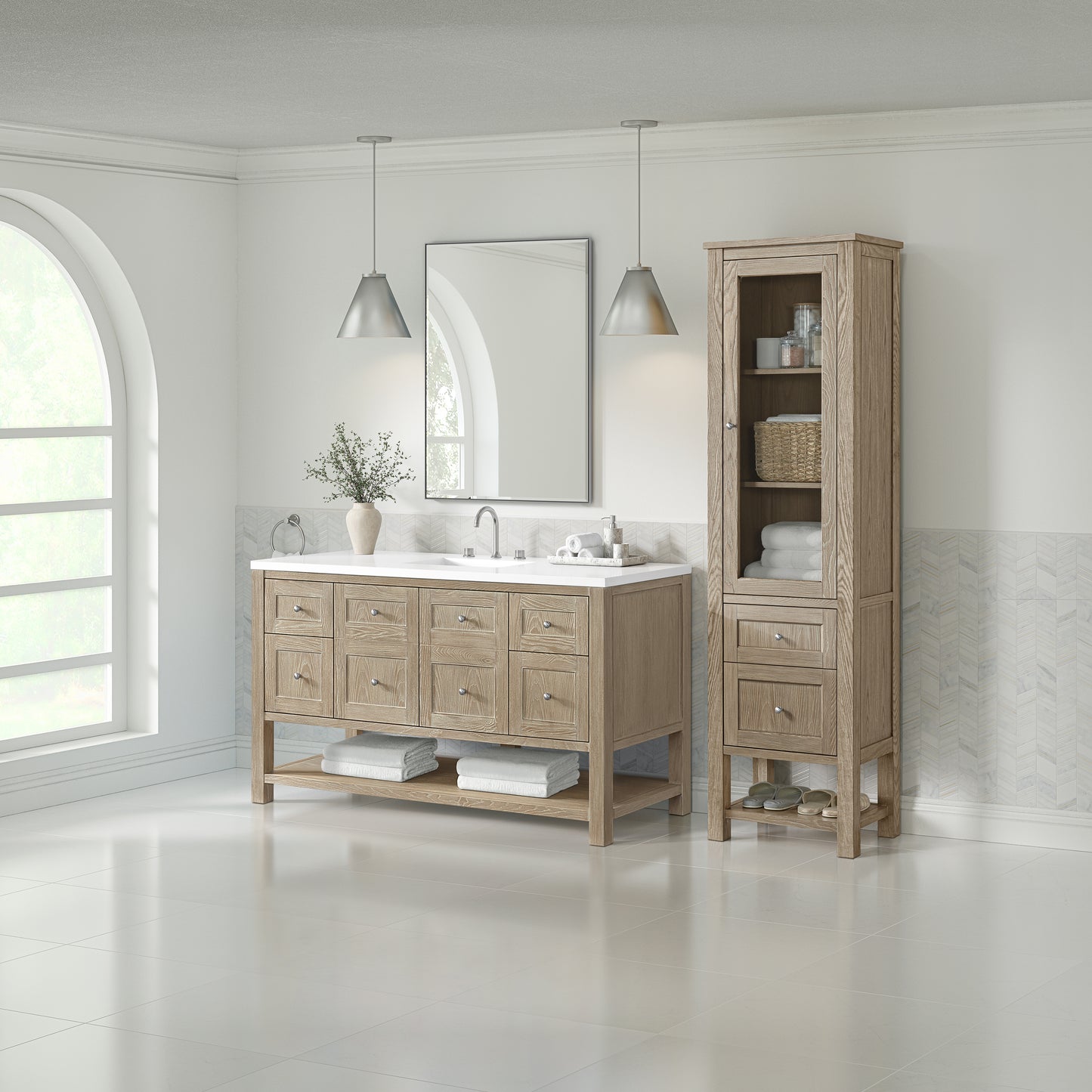 James Martin Vanities Breckenridge Whitewashed Oak Linen Cabinet