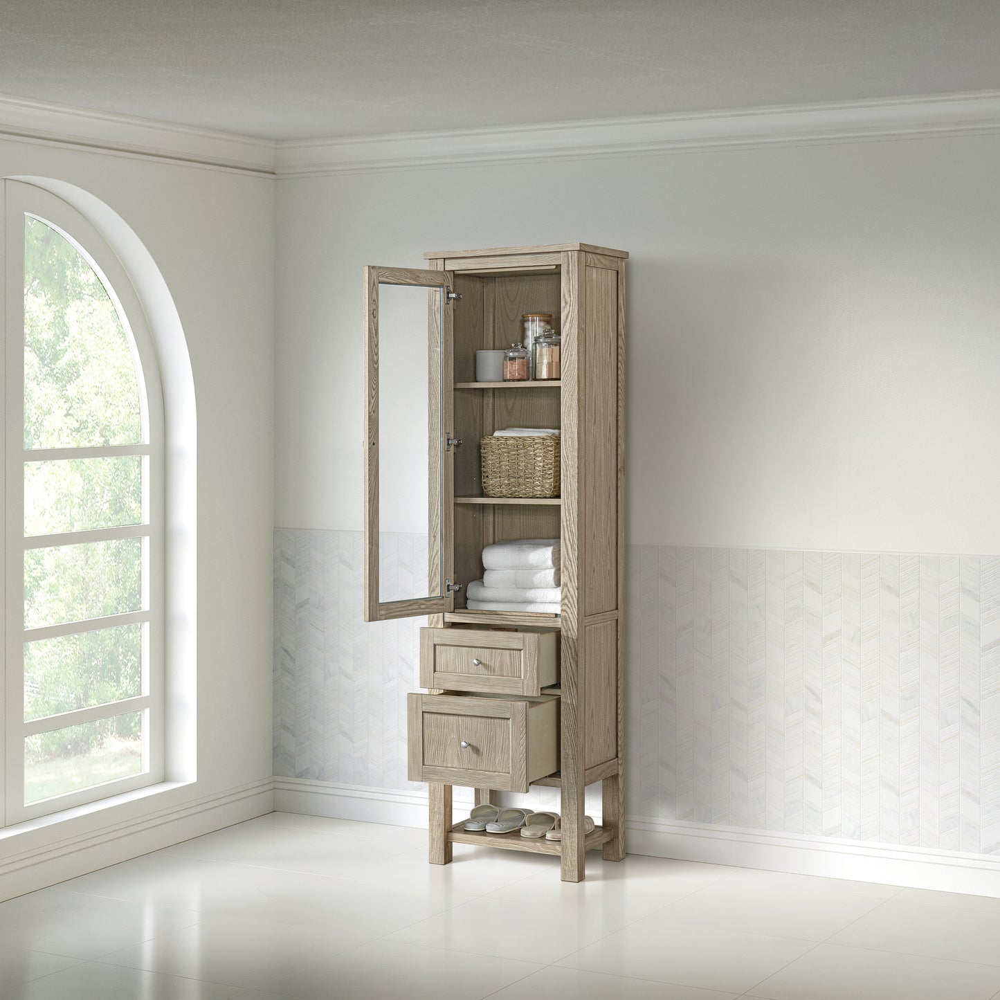 James Martin Vanities Breckenridge Whitewashed Oak Linen Cabinet