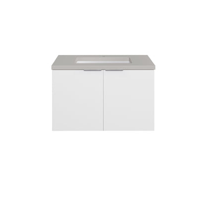 James Martin Vanities Brenlyn 30" W X 22" D X 34.65" H Glossy White Single Bath Vanity With Pietra Grey Quartz Top