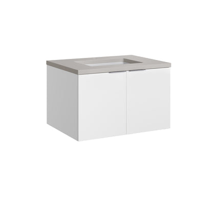 James Martin Vanities Brenlyn 30" W X 22" D X 34.65" H Glossy White Single Bath Vanity With Pietra Grey Quartz Top