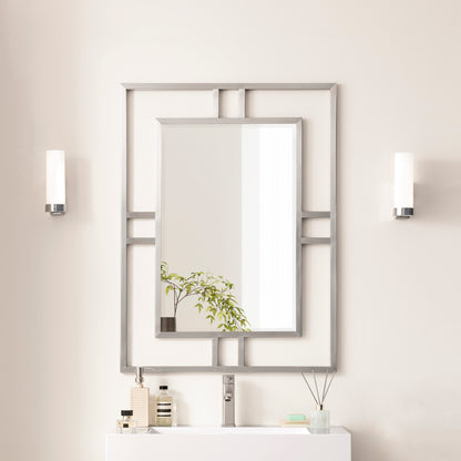 James Martin Vanities Brenlyn 30" x 40" Brushed Nickel Framed Wall Mount Bathroom Vanity Mirror