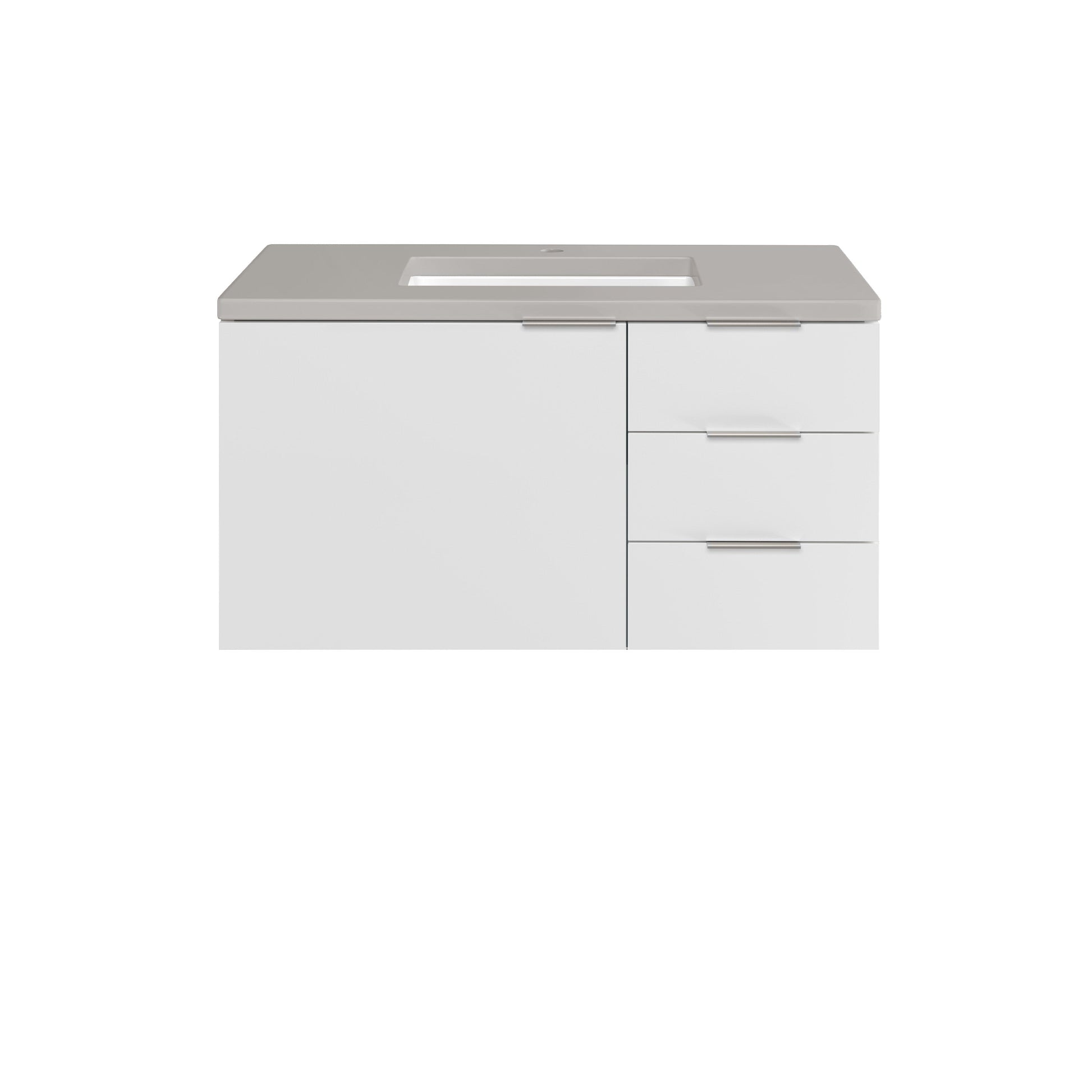 James Martin Vanities Brenlyn 36" W X 22" D X 34.65" H Glossy White Single Bath Vanity With Pietra Grey Quartz Top