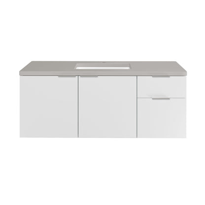 James Martin Vanities Brenlyn 48" W X 22" D X 34.65" H Glossy White Single Bath Vanity With Pietra Grey Quartz Top