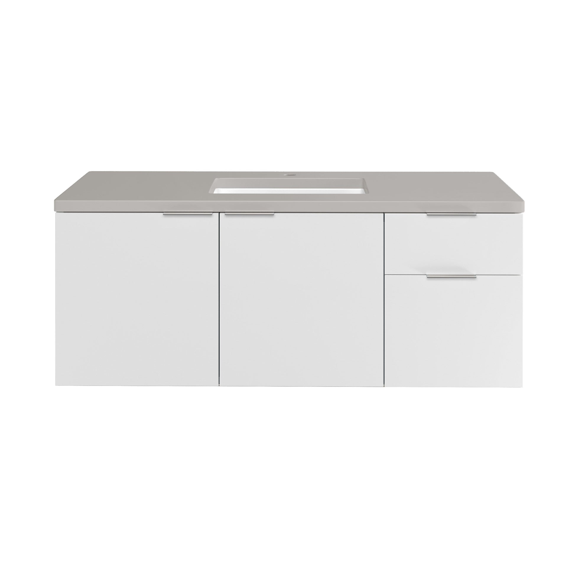 James Martin Vanities Brenlyn 48" W X 22" D X 34.65" H Glossy White Single Bath Vanity With Pietra Grey Quartz Top