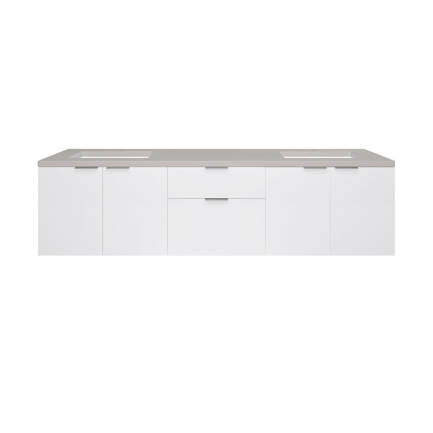 James Martin Vanities Brenlyn 72" W X 22" D X 34.65" H Glossy White Double Bath Vanity With Pietra Grey Quartz Top