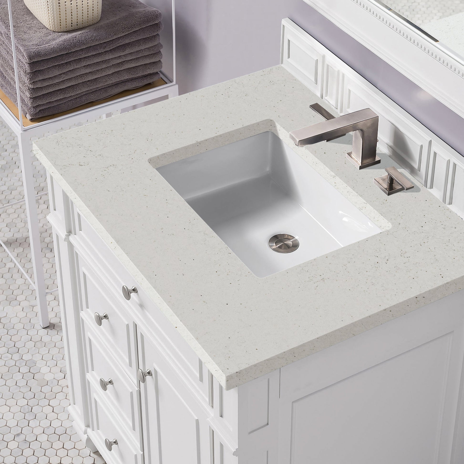 James Martin Vanities Bristol 30" Bright White Single Vanity With 3 cm Lime Delight Quartz Top