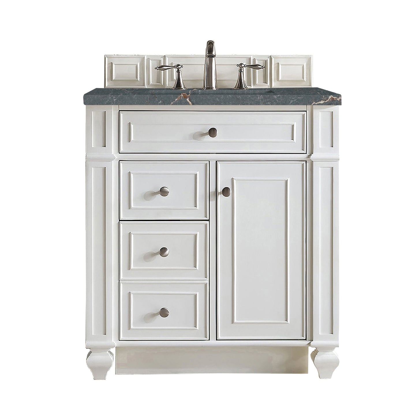 James Martin Vanities Bristol 30" Bright White Single Vanity With 3 cm Parisien Bleu Quartz Top