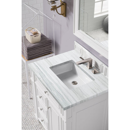 James Martin Vanities Bristol 30" Bright White Single Vanity With 3cm Arctic Fall Solid Surface Top