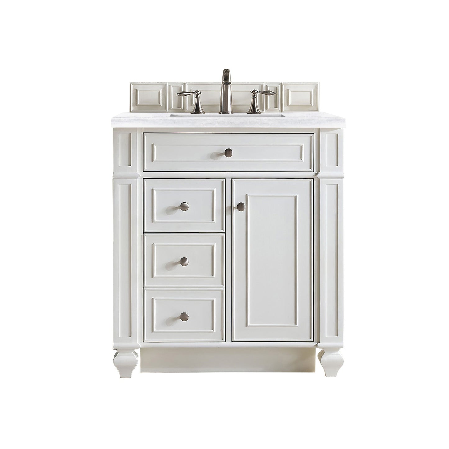 James Martin Vanities Bristol 30" Bright White Single Vanity With 3cm Arctic Fall Solid Surface Top