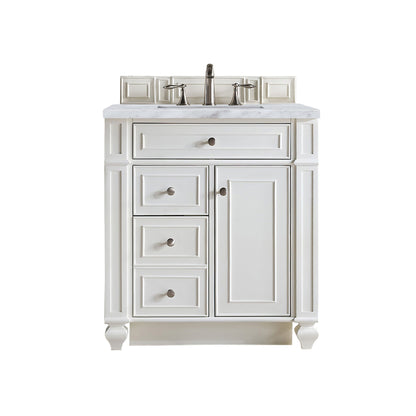 James Martin Vanities Bristol 30" Bright White Single Vanity With 3cm Carrara Marble Top