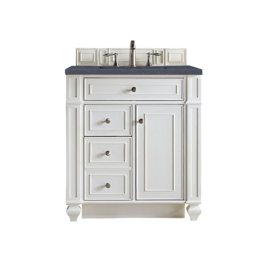 James Martin Vanities Bristol 30" Bright White Single Vanity With 3cm Charcoal Soapstone Quartz Top