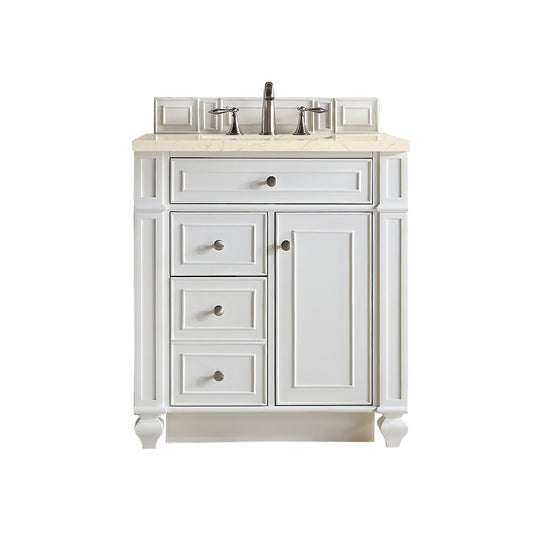 James Martin Vanities Bristol 30" Bright White Single Vanity With 3cm Eternal Marfil Quartz Top