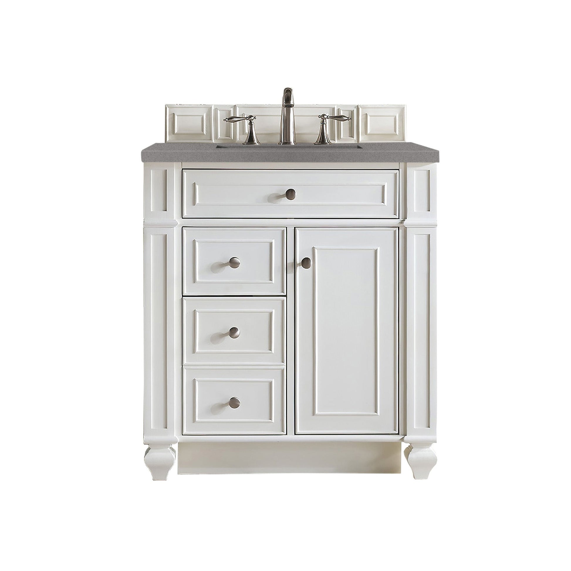 James Martin Vanities Bristol 30" Bright White Single Vanity With 3cm Grey Expo Quartz Top