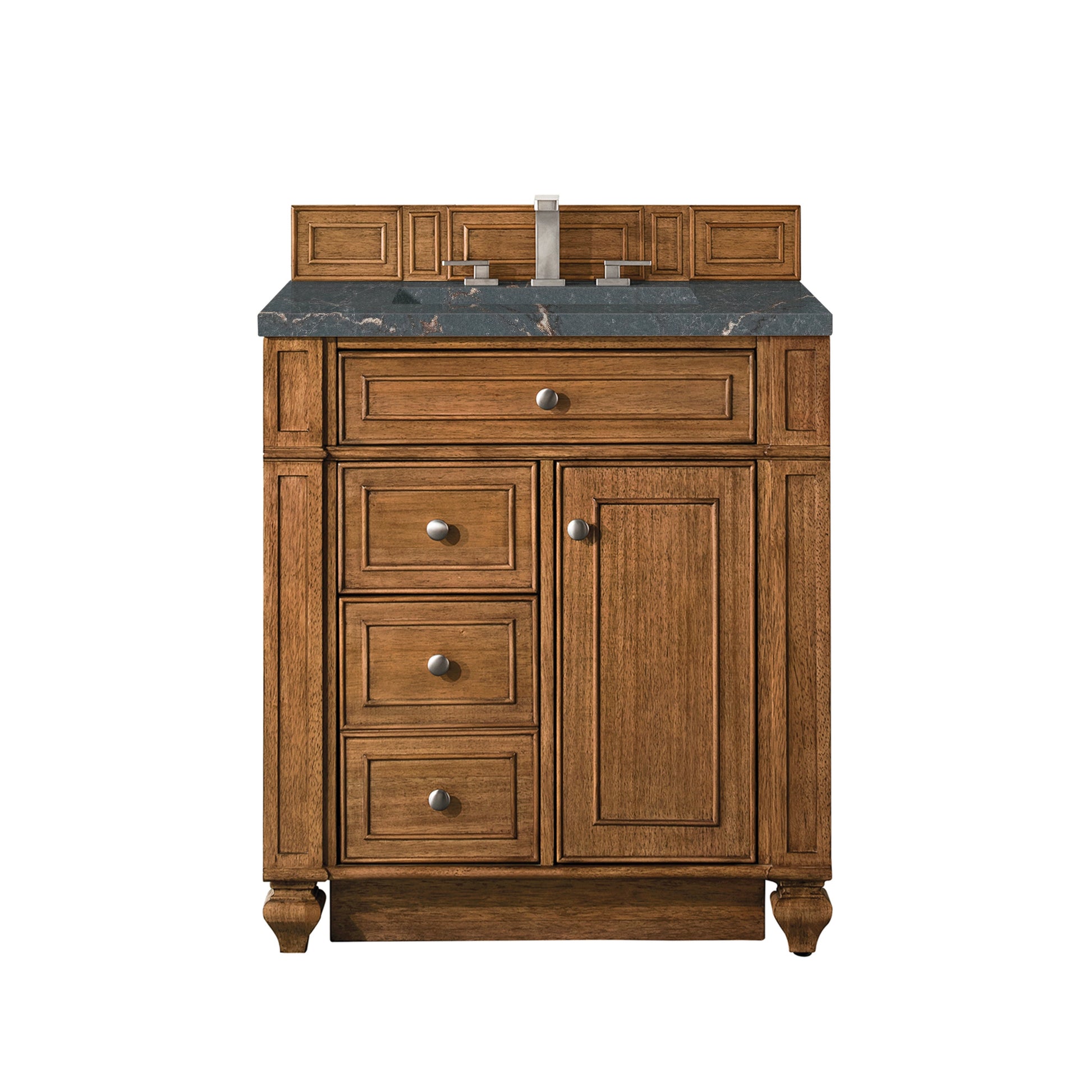 James Martin Vanities Bristol 30" Saddle Brown Single Vanity With 3 cm Parisien Bleu Quartz Top