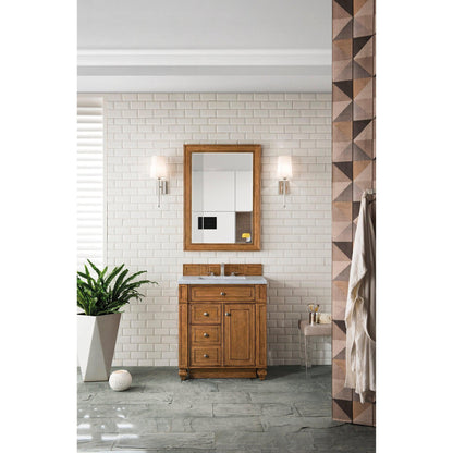 James Martin Vanities Bristol 30" Saddle Brown Single Vanity With 3cm Arctic Fall Solid Surface Top