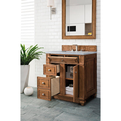 James Martin Vanities Bristol 30" Saddle Brown Single Vanity With 3cm Carrara Marble Top