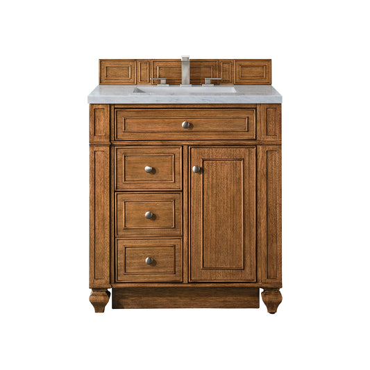 James Martin Vanities Bristol 30" Saddle Brown Single Vanity With 3cm Carrara Marble Top