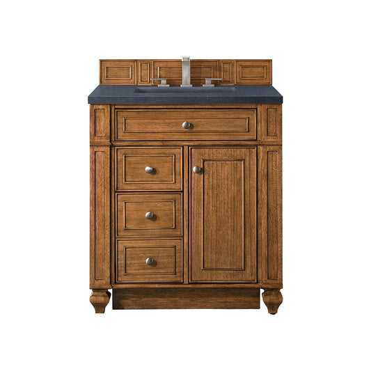 James Martin Vanities Bristol 30" Saddle Brown Single Vanity With 3cm Charcoal Soapstone Quartz Top