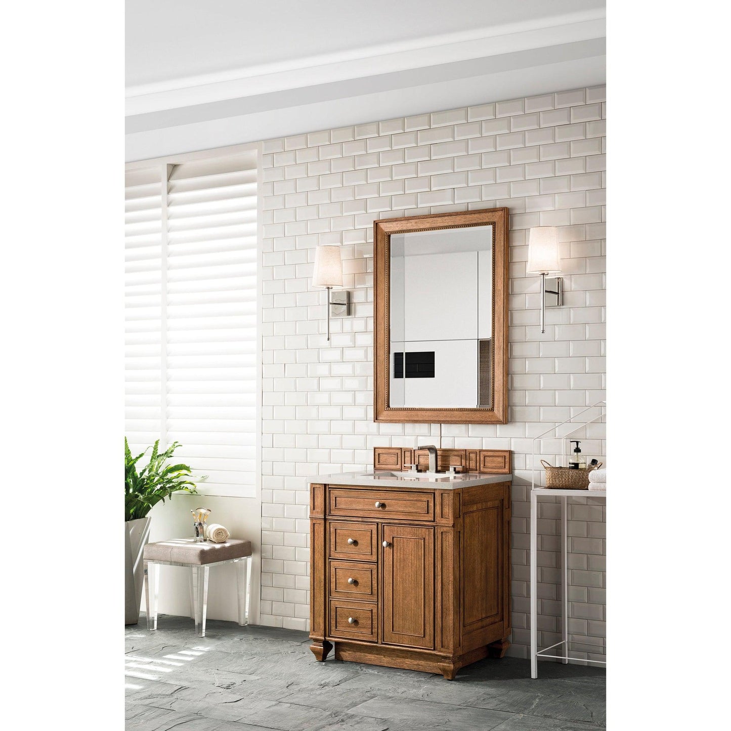 James Martin Vanities Bristol 30" Saddle Brown Single Vanity With 3cm Eternal Serena Quartz Top